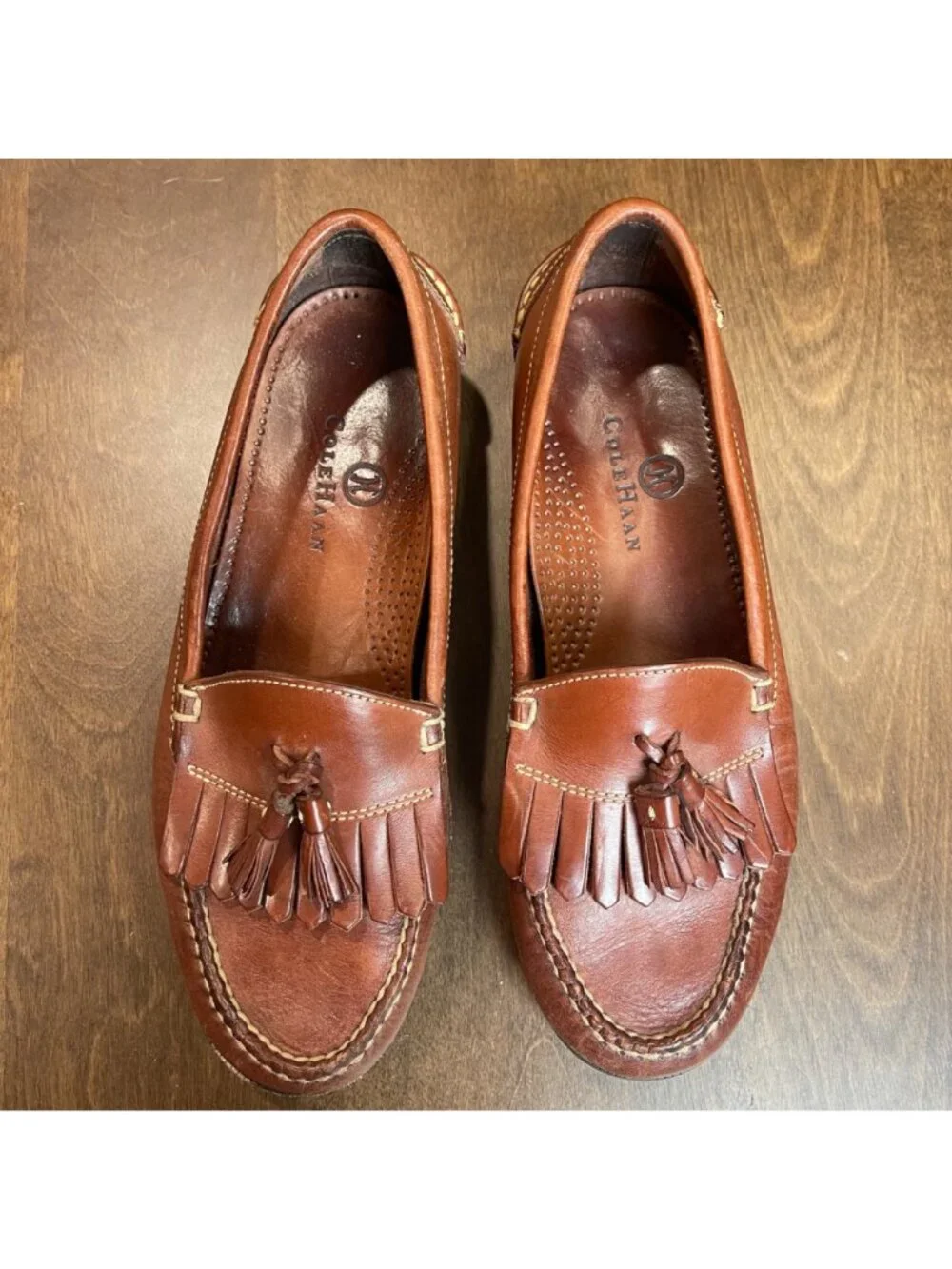 Cole Haan Leather Pinch Tassel Loafer Men's Size 9M‎ Brown Handsewn in Brazil